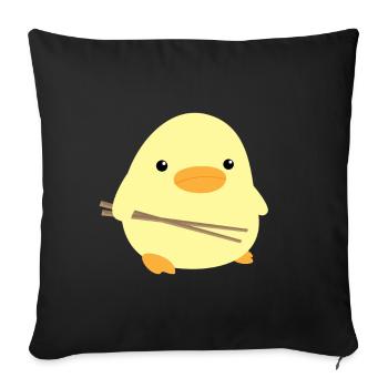 Duck with Chop Sticks - Duck with Chopstick Meme - Sofa pillowcase 17,3'' x 17,3'' (45 x 45 cm) - black - Front