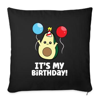Avocado It's My Birthday Avocado Birthday - Sofa pillowcase 17,3'' x 17,3'' (45 x 45 cm) - black - Front