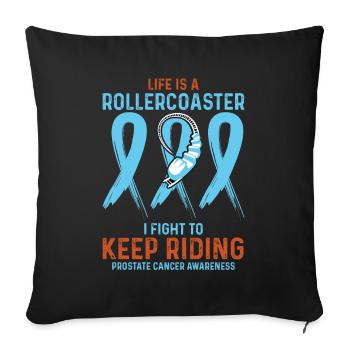 Prostate Cancer Awareness Light Blue Rollercoaster - Sofa pillowcase 17,3'' x 17,3'' (45 x 45 cm) - black - Front