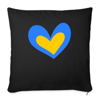 Ukraine Heart - Sofa pillowcase 17,3'' x 17,3'' (45 x 45 cm) - black - Front