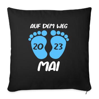 Geburtsmonat Mai 2023 Junge Sohn Schwanger - Sofakissenbezug 45 x 45 cm - Schwarz - Vorne