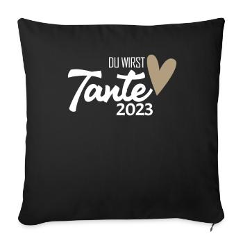 Tante 2023 - Werdende Tante - Tante werden - Sofakissenbezug 45 x 45 cm - Schwarz - Vorne