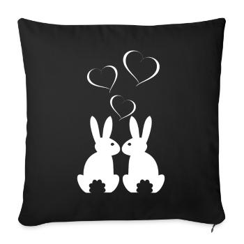 Coeur Lapin Lapin Motif Dames Cadeau - Housse de coussin décorative 45 x 45 cm - noir - Devant