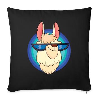 Cooles Lama mit Sonnenbrille - Sofakissenbezug 45 x 45 cm - Schwarz - Vorne