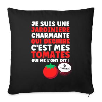 Je suis une Jardinière Charmante qui Déchire - Housse de coussin décorative 45 x 45 cm - noir - Devant