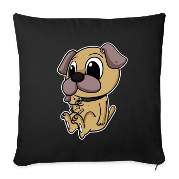 Famille Carlin - Carlin avec Bébé - Motif Carlin - Housse de coussin décorative 45 x 45 cm - noir - Devant