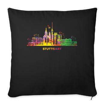 Stuttgart Skyline Tour de télévision colorée de Stuttgart - Housse de coussin décorative 45 x 45 cm - noir - Devant