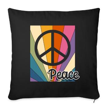 Paix Paix Liberté Pas de guerre Signe de paix - Housse de coussin décorative 45 x 45 cm - noir - Devant