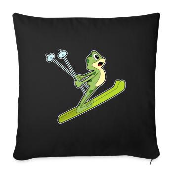 Sauteur à ski grenouille - Housse de coussin décorative 45 x 45 cm - noir - Devant