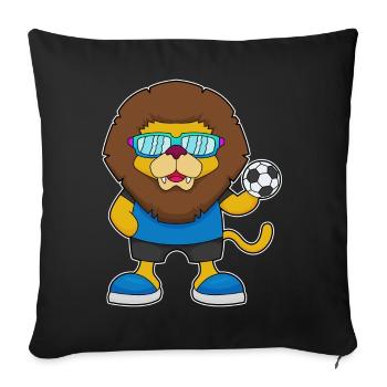 Lion Joueur de Football Football - Housse de coussin décorative 45 x 45 cm - noir - Devant