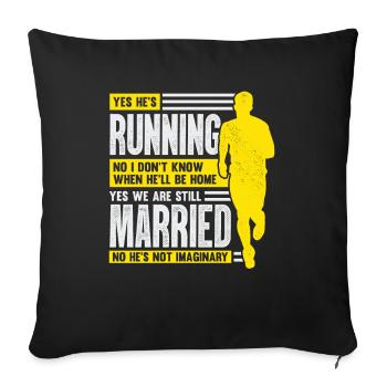 Coureur marathonien Femme Femme Cadeau - Housse de coussin décorative 45 x 45 cm - noir - Devant