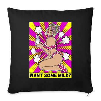EROTIC POP-ART ARTWORK SEXY COMIC GIRL MILK - Sofakissenbezug 45 x 45 cm - Schwarz - Vorne