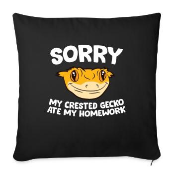 Gecko à crête Pet Désolé Mon Gecko à crête a mangé Mon - Housse de coussin décorative 45 x 45 cm - noir - Devant