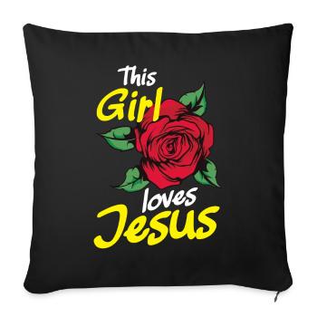 This girl loves Jesus - Sofa pillowcase 17,3'' x 17,3'' (45 x 45 cm) - black - Front