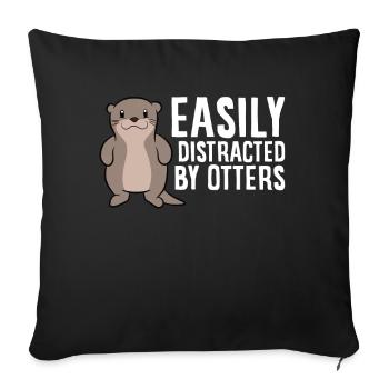 Easily Distracted By Otters Love Sea Otters - Sofa pillowcase 17,3'' x 17,3'' (45 x 45 cm) - black - Front