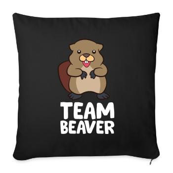 Team Biber Lustiger Biber - Sofakissenbezug 45 x 45 cm - Schwarz - Vorne