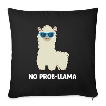 Llama Lover No Prob-LLama Alpaca No Probllama - Sofa pillowcase 17,3'' x 17,3'' (45 x 45 cm) - black - Front