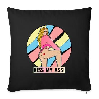 EROTIC POP-ART SEXY COMIC GIRL KISS MY ASS - Sofakissenbezug 45 x 45 cm - Schwarz - Vorne