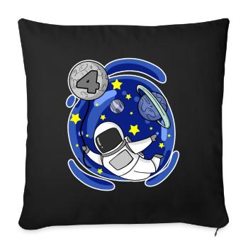 Garçon de 4 ans - 4 ans - J’ai 4 ans - Housse de coussin décorative 45 x 45 cm - noir - Devant