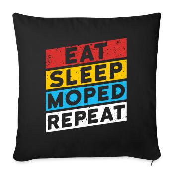 MOPED Moped GDR Motorcycle | EAT SLEEP MOPED REPEAT - Sofa pillowcase 17,3'' x 17,3'' (45 x 45 cm) - black - Front