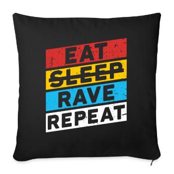 RAVE RAVER FESTIVAL PARTY | MANGER DORMIR RAVE RÉPÉTER - Housse de coussin décorative 45 x 45 cm - noir - Devant