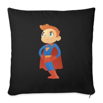 Cartoon Superhero Boy - Sauver le monde pour les enfants - Housse de coussin décorative 45 x 45 cm - noir - Devant