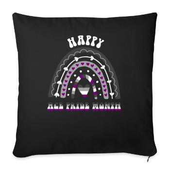 Happy Ace Pride Mois De l’arc-en-ciel asexué - Housse de coussin décorative 45 x 45 cm - noir - Devant