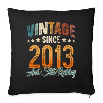 2013 Année de naissance Anniversaire Année de construction Millésime - Housse de coussin décorative 45 x 45 cm - noir - Devant