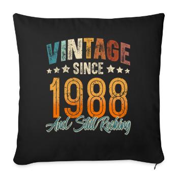 1988 Year of birth Birthday Year of construction Vintage - Sofa pillowcase 17,3'' x 17,3'' (45 x 45 cm) - black - Front