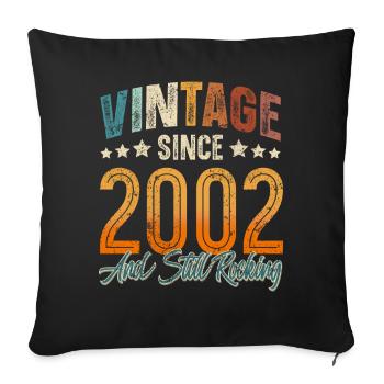 2002 Année de naissance Anniversaire Année de construction Millésime - Housse de coussin décorative 45 x 45 cm - noir - Devant