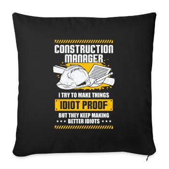 Funny Construction Site Construction Manager Gift - Sofa pillowcase 17,3'' x 17,3'' (45 x 45 cm) - black - Front