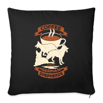 Berger allemand Café Chien Propriétaire Cadeau - Housse de coussin décorative 45 x 45 cm - noir - Devant