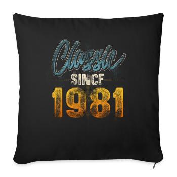 1981 Année de naissance Anniversaire Année de construction Millésime - Housse de coussin décorative 45 x 45 cm - noir - Devant