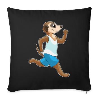 Jogging sportif de suricate - Housse de coussin décorative 45 x 45 cm - noir - Devant