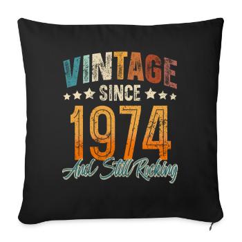 1974 Year of birth Birthday Year of construction Vintage - Sofa pillowcase 17,3'' x 17,3'' (45 x 45 cm) - black - Front