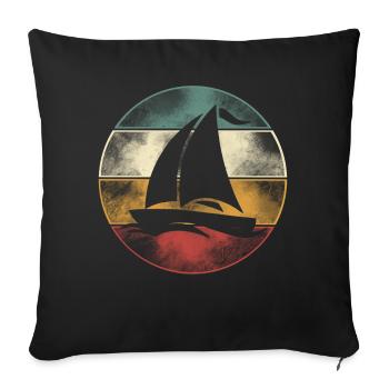 Voilier Voilier Voilier Ancre - Housse de coussin décorative 45 x 45 cm - noir - Devant