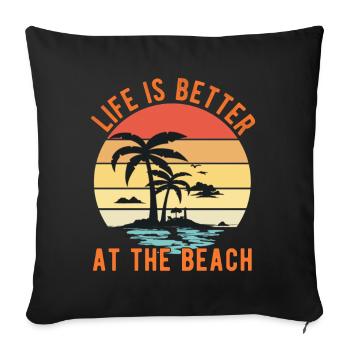 Das Leben ist besser am Strand - Retro Sonnenuntergang - Sofakissenbezug 45 x 45 cm - Schwarz - Vorne
