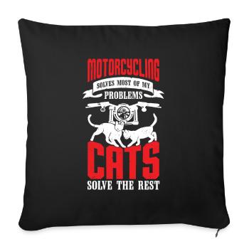 Motorcycle Cat Motorcyclist Gift - Sofa pillowcase 17,3'' x 17,3'' (45 x 45 cm) - black - Front