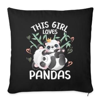 Dieses Maedchen Liebt Pandas - Sofakissenbezug 45 x 45 cm - Schwarz - Vorne