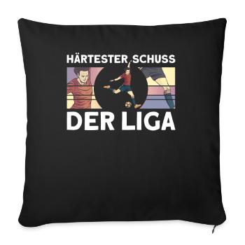 Lustiges Fußball Kreisliga T-Shirt - Sofakissenbezug 45 x 45 cm - Schwarz - Vorne