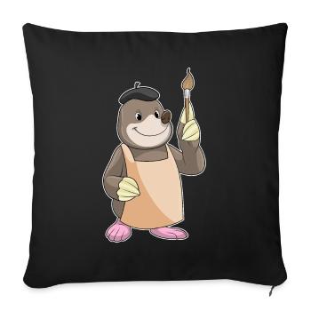 Mole Painter Brush Painting - Sofa pillowcase 17,3'' x 17,3'' (45 x 45 cm) - black - Front