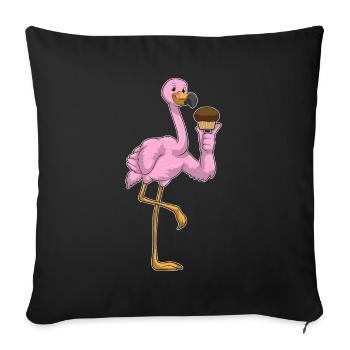 Muffin aux flamants roses - Housse de coussin décorative 45 x 45 cm - noir - Devant