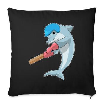 Dolphin Cricket Cricket Bat - Sofa pillowcase 17,3'' x 17,3'' (45 x 45 cm) - black - Front