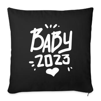 Pregnancy Pregnant Baby 2023 - Sofa pillowcase 17,3'' x 17,3'' (45 x 45 cm) - black - Front