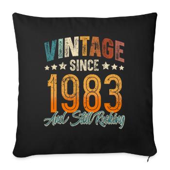 1983 Année de naissance Anniversaire Année de construction Millésime - Housse de coussin décorative 45 x 45 cm - noir - Devant