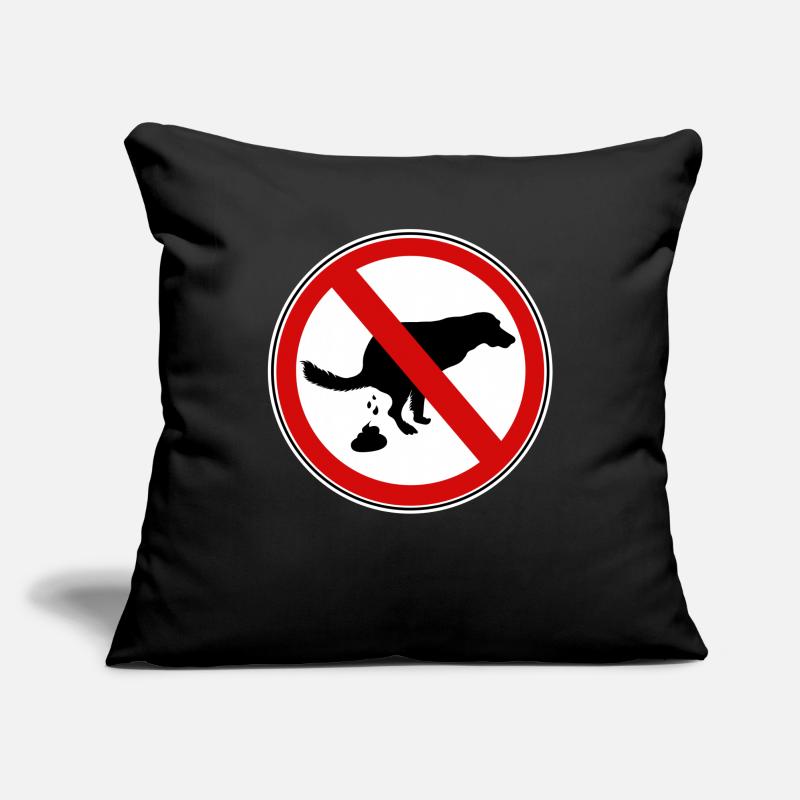 Panneau d’interdiction de merde pour chiens Housse de coussin décorative 45 x 45 cm