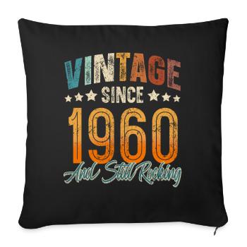 1960 Année de naissance Anniversaire Année de construction Millésime - Housse de coussin décorative 45 x 45 cm - noir - Devant
