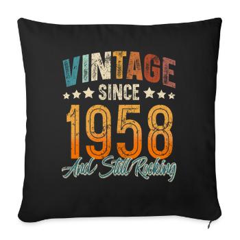 1958 Year of birth Birthday Year of construction Vintage - Sofa pillowcase 17,3'' x 17,3'' (45 x 45 cm) - black - Front