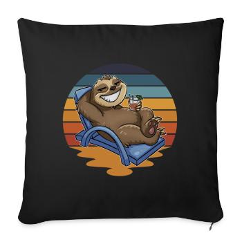 Vacances sloth Holidaymaker - Housse de coussin décorative 45 x 45 cm - noir - Devant
