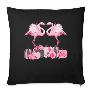 Autumn Flamingo Thanksgiving Pumpkin - Sofa pillowcase 17,3'' x 17,3'' (45 x 45 cm) - black - Front